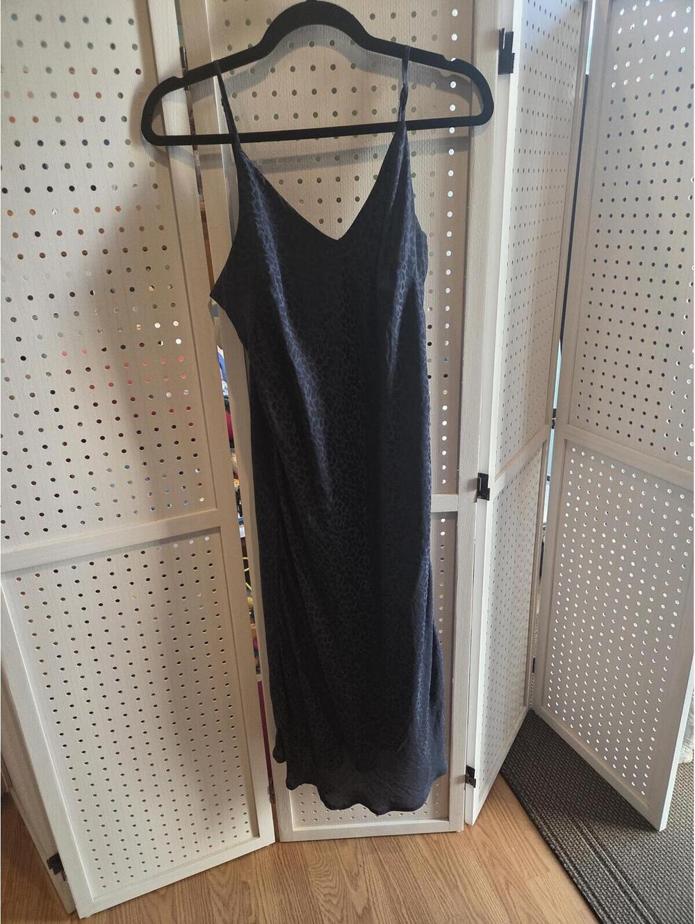 Blue Leopard Print Slip Dress with Spaghetti Straps